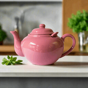 Ceramic teapot with infuser for loose tea - pink