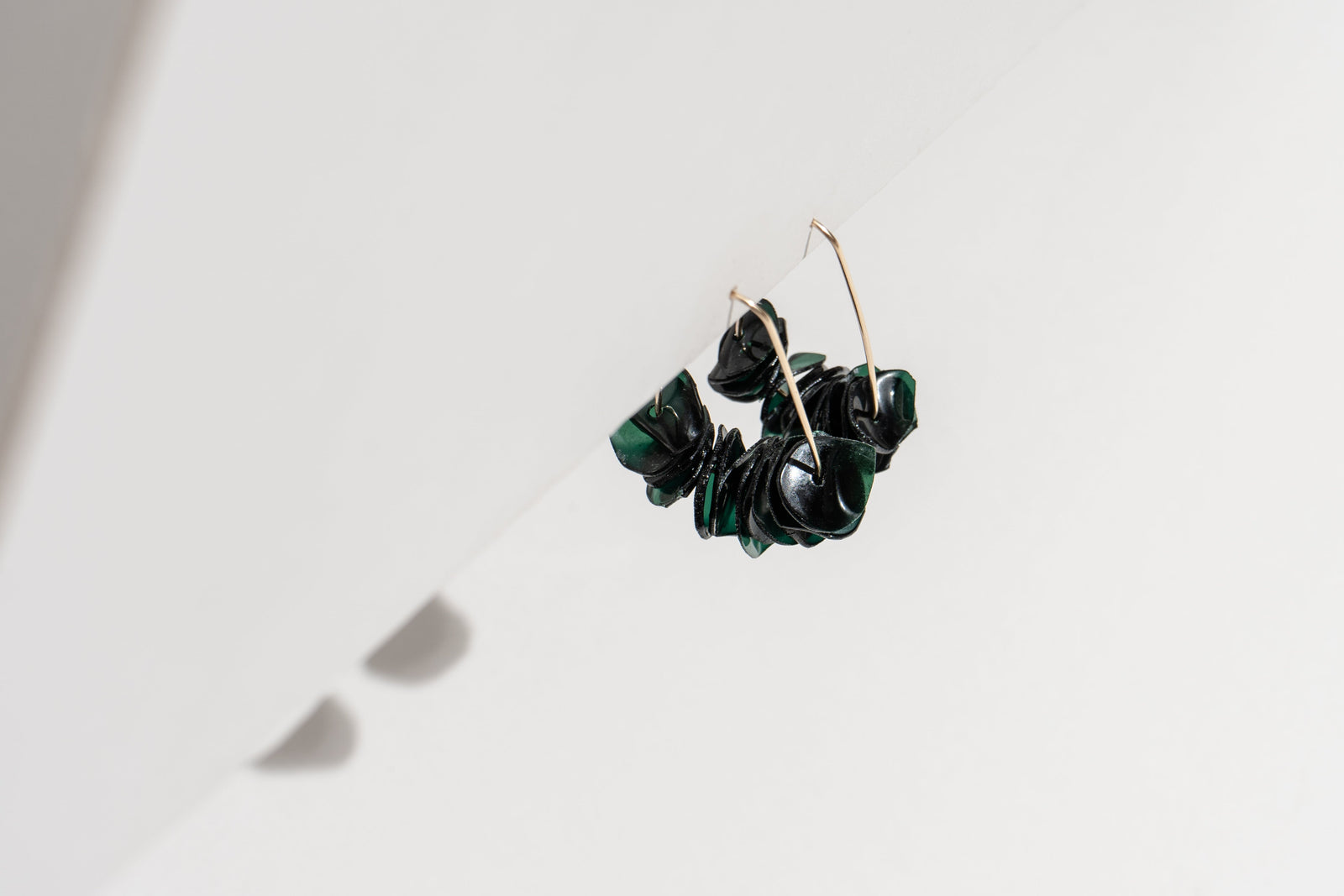 Earrings for Women with Dark Green Petals - Sustainable Jewelry