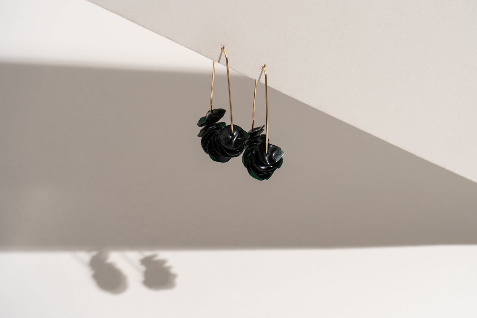 Earrings for Women with Dark Green Petals - Sustainable Jewelry