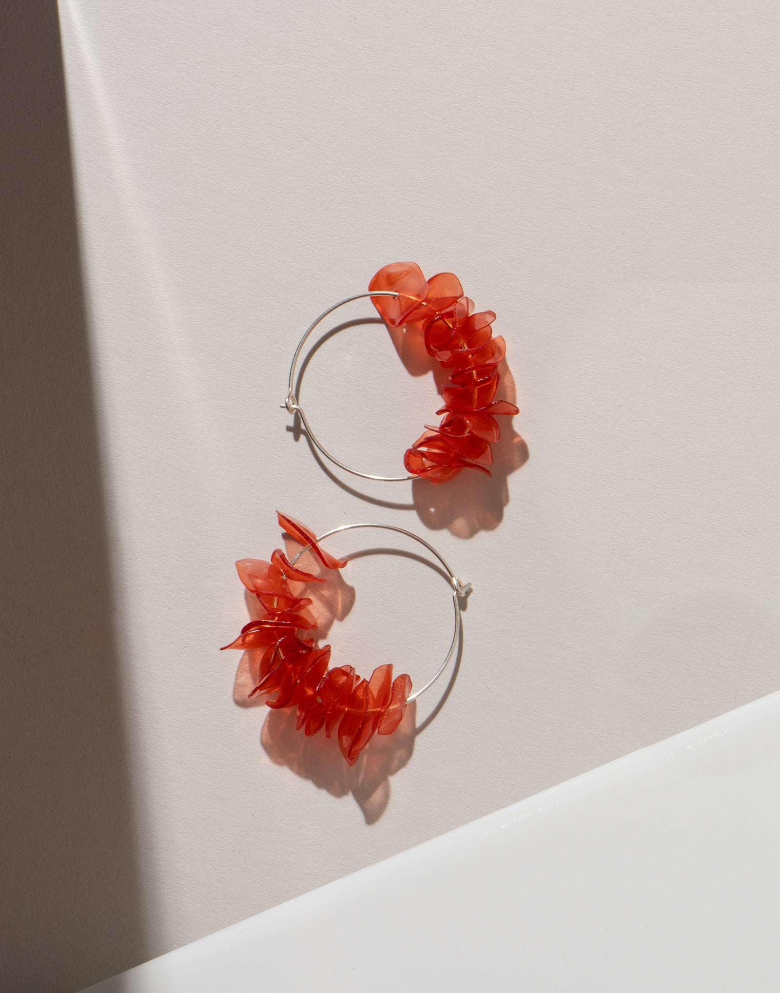 Sustainable 14K Gold Filled Earrings with Coral Petal Pendant