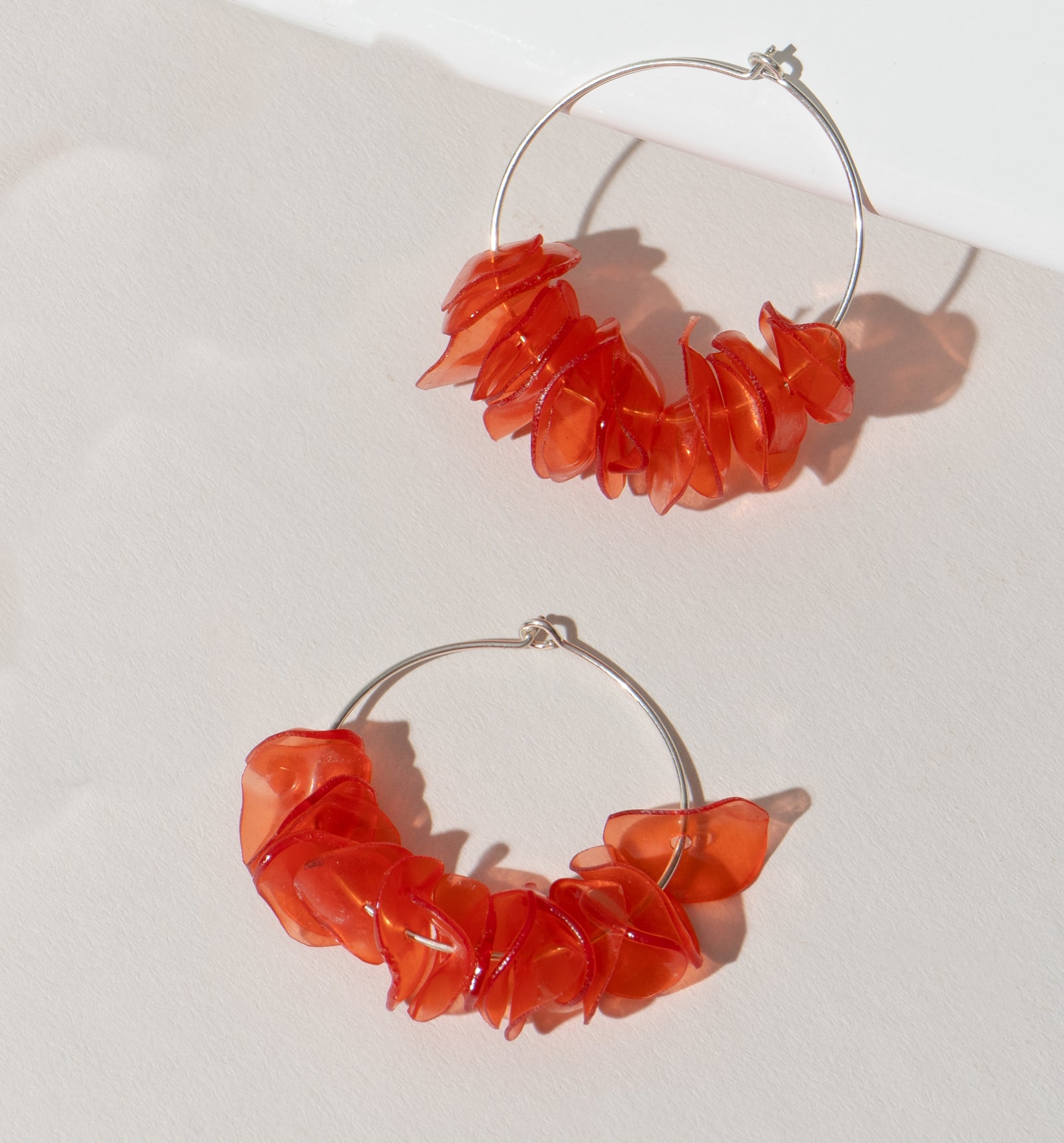 Sustainable 14K Gold Filled Earrings with Coral Petal Pendant