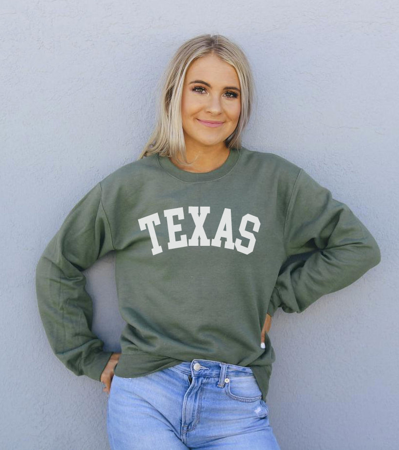 Texas Sweatshirt For Women Military Green